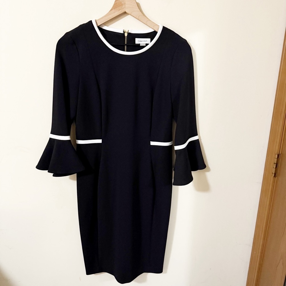 Calvin Klein Womens Black Sheath Dress Size 8 Office Business Casual